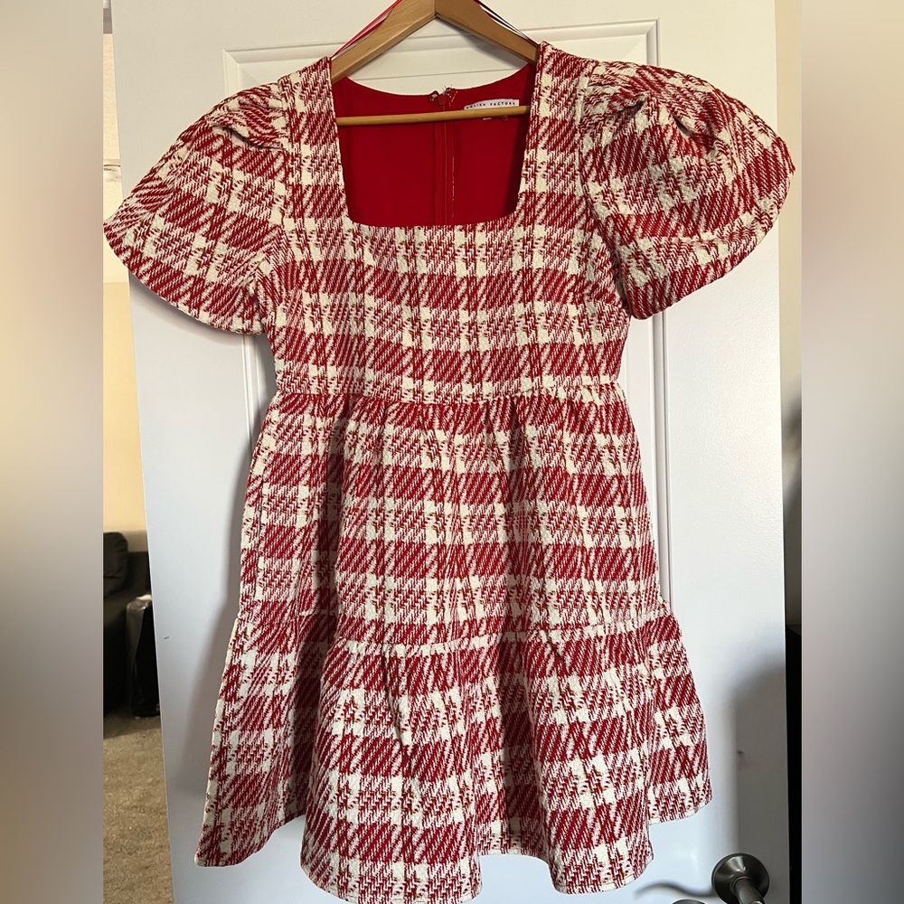 English Factory Red and White Checkered Dress